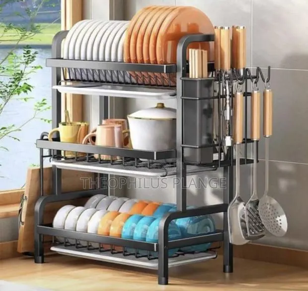 3 Tier Stainless Steel Dish Rack,Plates Cutlery Organizer · Photo 1