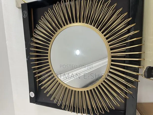 Large Mirror for Wall Decor Boho, Sunburst Round Decorative Metal · Photo 1