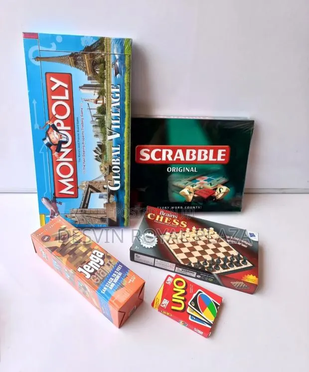 Chess Board + Jenga Game + Monopoly + Scrabble + Uno Original · Photo 1