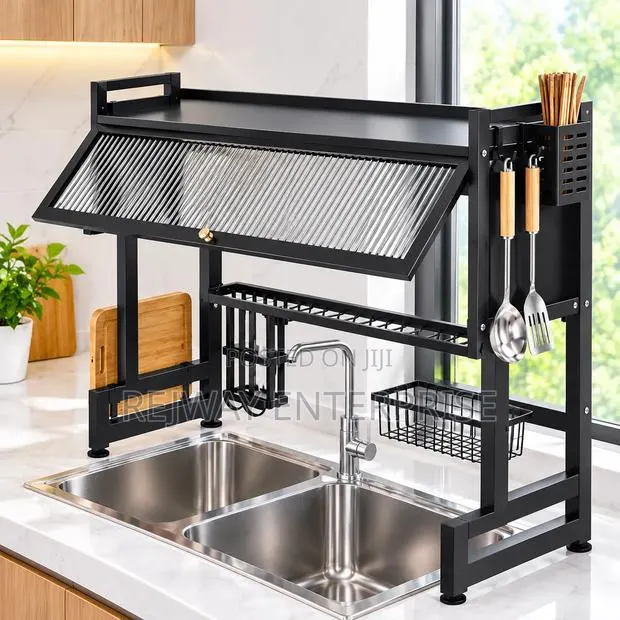 Over-Sink Dish Drying Rack With Utensils Holder · Photo 1