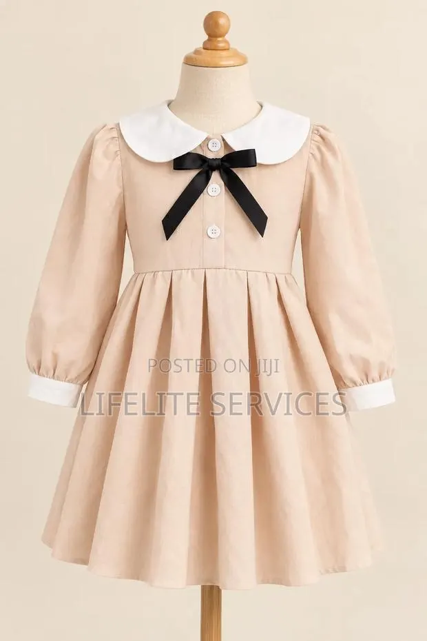 Quality Pure Cotton Long Sleeve Dress for Girls 3 to 5yrs · Photo 1