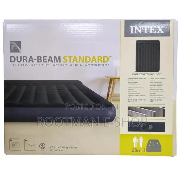Intex Queen Standard Pillow Rest Air Mattress Bed With Electric Pump · Photo 1