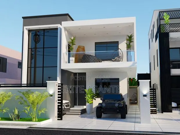 Four Bedrooms Architecture Drawing Plan 40ft X 100ft Land Size · Photo 1