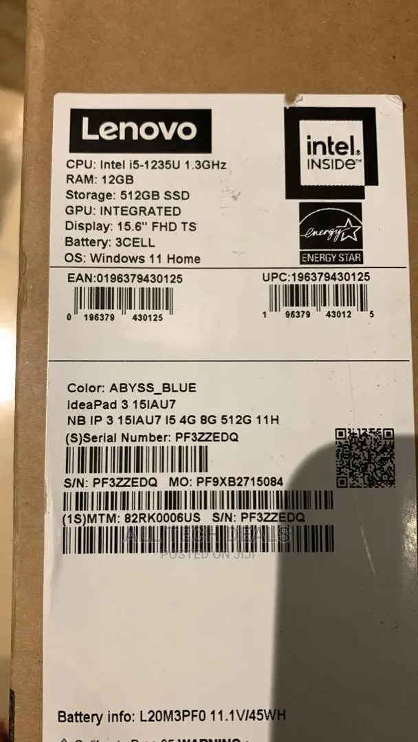 New Laptop Lenovo Ideapad 3 12GB Intel Core I5 SSD 512GB · Photo 1