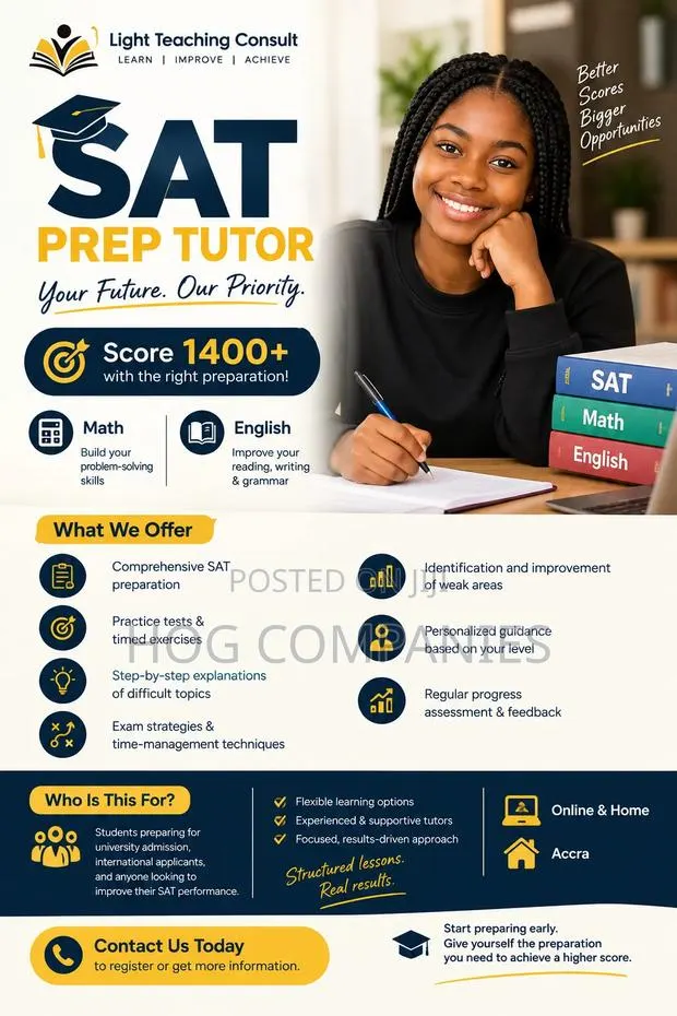 SAT Prep Tutor | Math English | Score 1400+ | Online Home | Accra · Photo 1