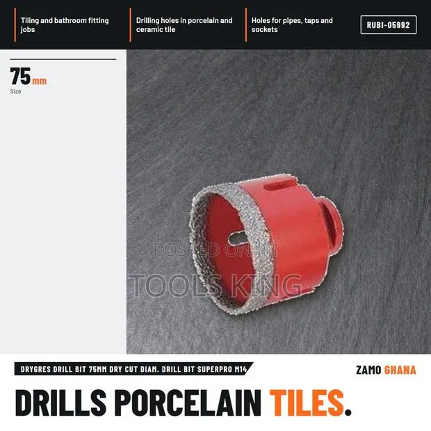 Drygres Drill Bit 75Mm Dry Cut Diam. Drill Bit Superpro M - RUBI-05992 · Photo 1