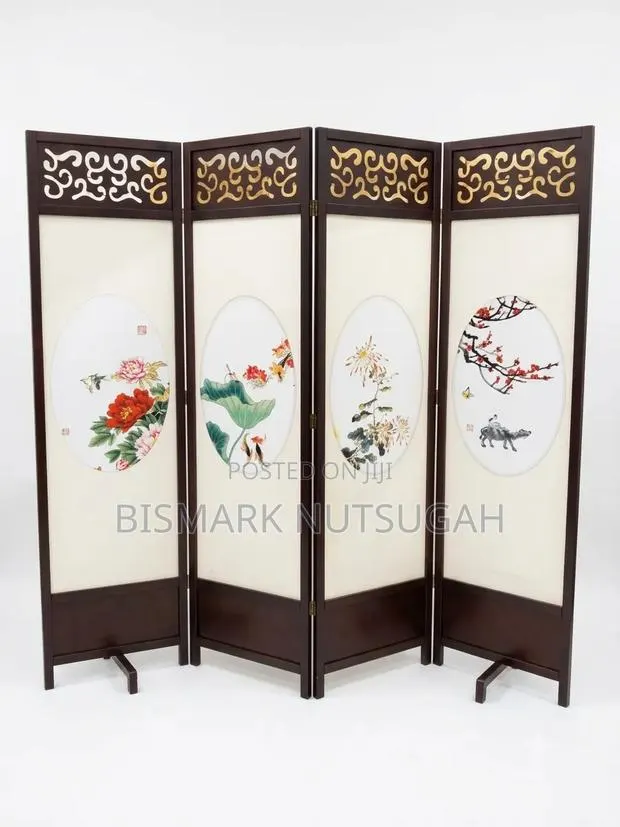 4-Panel Wooden Folding Room Divider · Photo 1
