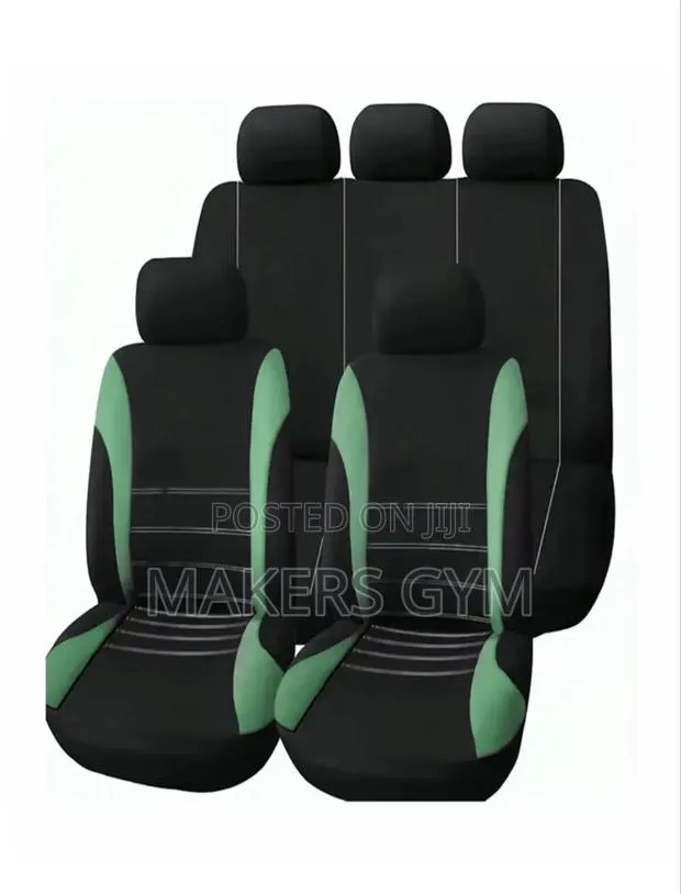 Car Seat Cover (9 Pcs) Black and Green · Photo 1