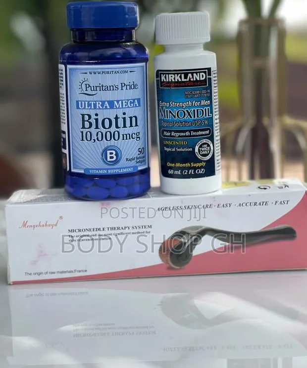 Hairline and Beard Growth KIT - Minoxidil + Biotin + Roller · Photo 1