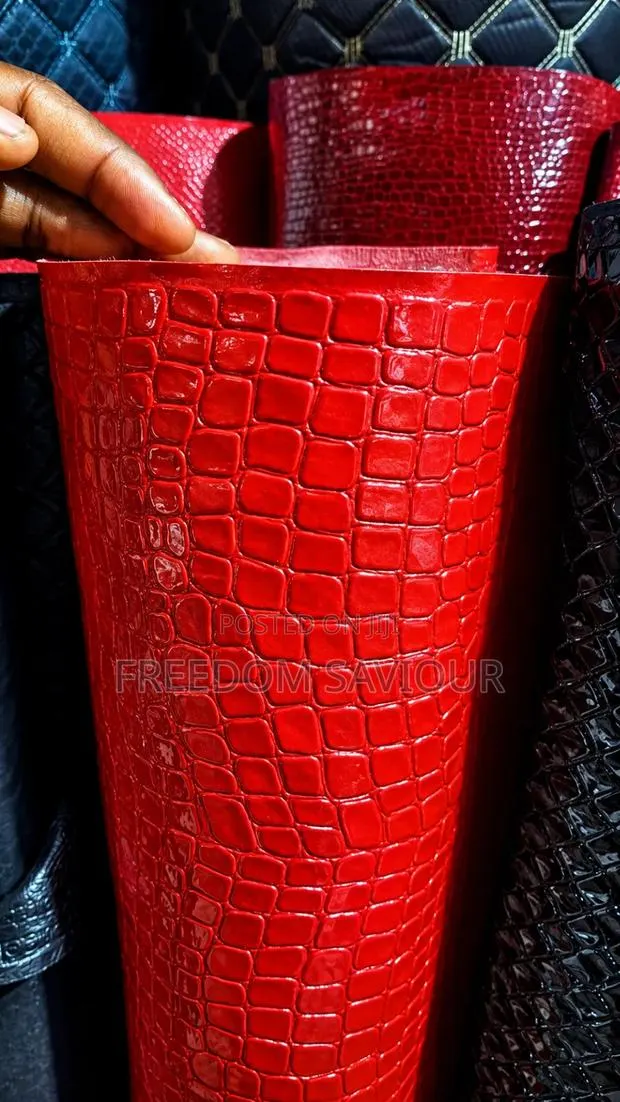 Premium Red Crocodile-Texture Upholstery Leather · Photo 1