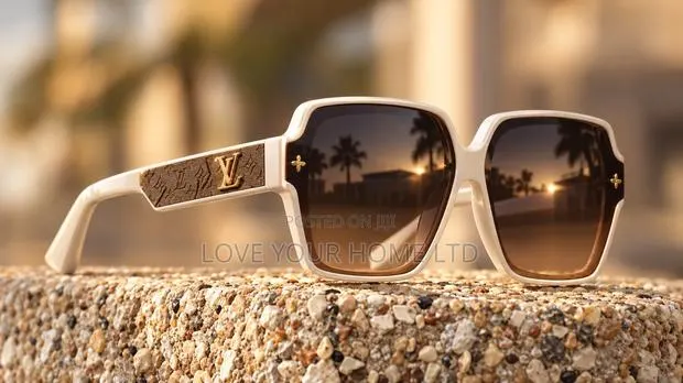 Luxury Oversized Beige Square Sunglasses Gradient Fashion Shades · Photo 2