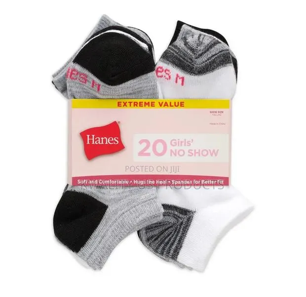 Hanes Girls No-Show Socks - 20 Pairs · Photo 1