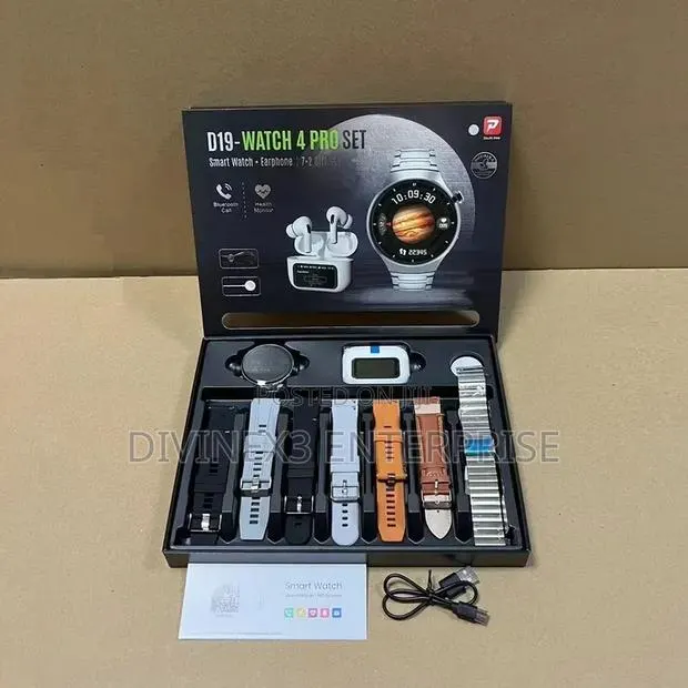 D19 Watch 4 Pro Set – Smartwatch + Earbuds Combo