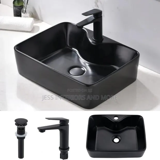 Black Porcelain Ceramic Modern Basin · Photo 1