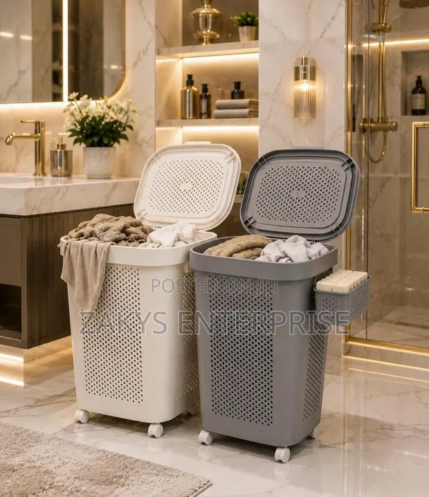 Laundry Basket With Wheels Side Basket · Photo 1