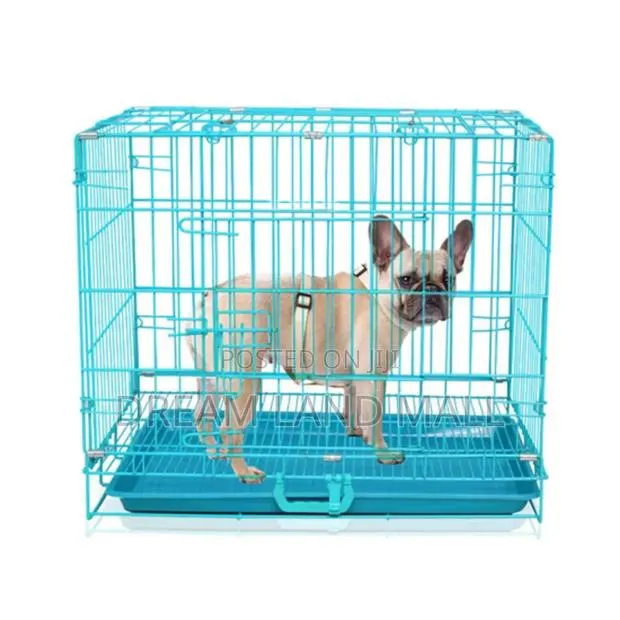 Strong Blue Foldable Metallic Dog Cage · Photo 1