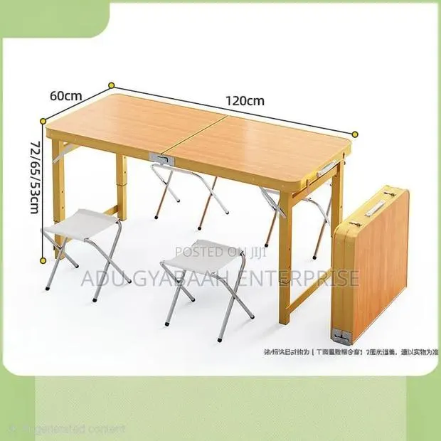 Portable Foldable Picnic Table With Adjustable Height Stools · Photo 1