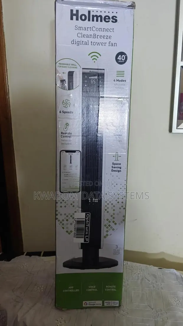 Holmes 40' Wi-Fi Tower Oscillating Fan With Clean Breeze With Alexa · Photo 1