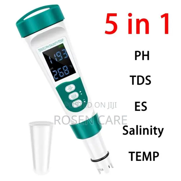5 in 1 Ph Meter, Tds, Ec, Salt, Temps, Water Quality Tester Device · Photo 1