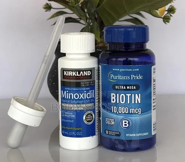Original Kirkland Minoxidil + Puritans Pride Biotin [ 10,000 MCG ] · Photo 1