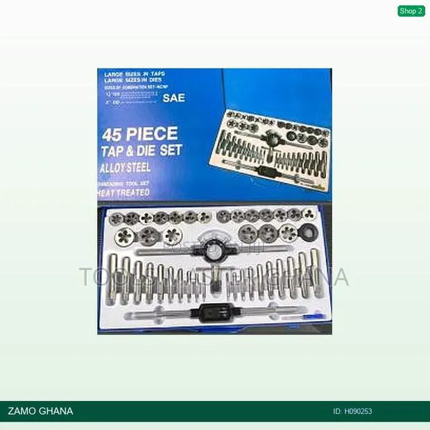 45pcs Tap and Die Set Sae Alloy Steel Large Hd Metal Box Blu - H090253 · Photo 1