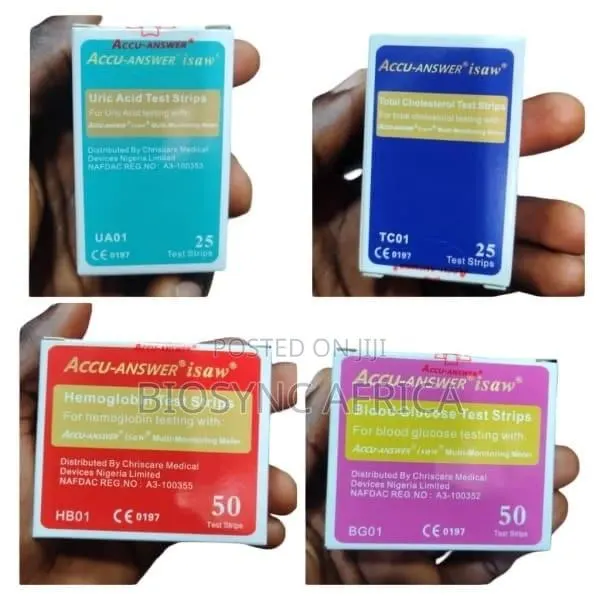 Accu Answer Test Strips ( Uric Acid, Cholesterol, Haemoglobin, Sugar) · Photo 1