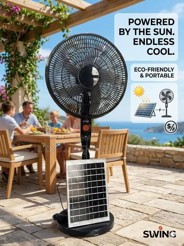 Solar Fan Solar Standing Fan With Led Light · Photo 1
