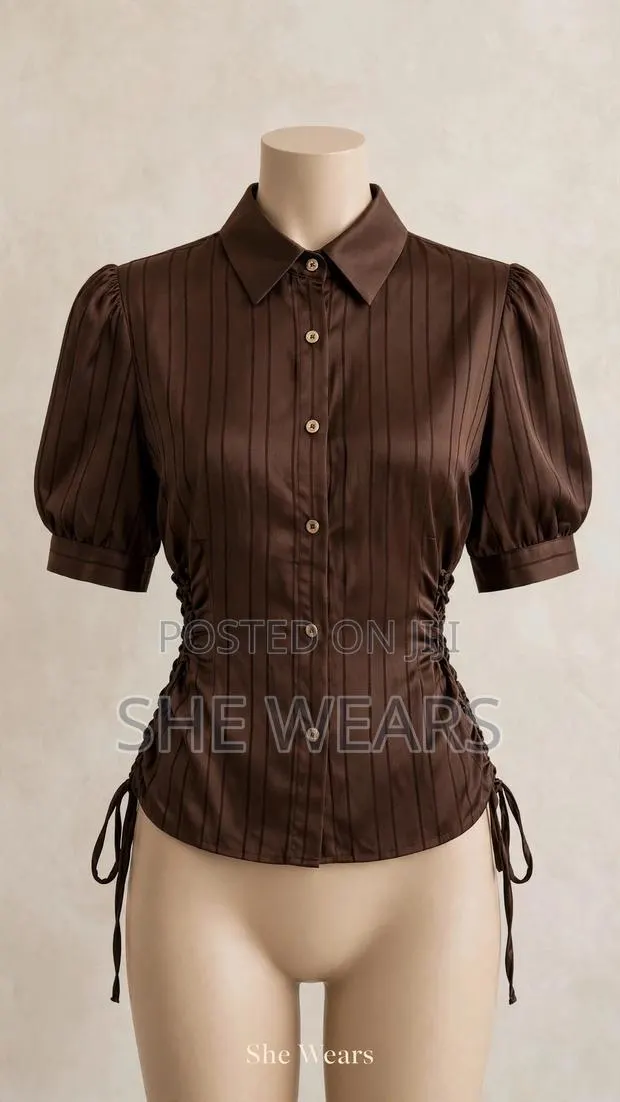 Satin Pinstripe Blouse · Photo 1