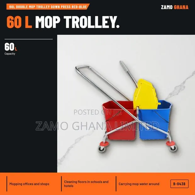 60L Double Mop Trolley Down Press Red-Blue - B-043b · Photo 1