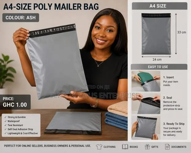 A4-Size Poly Mailer Bags – Strong, Durable Waterproof · Photo 1