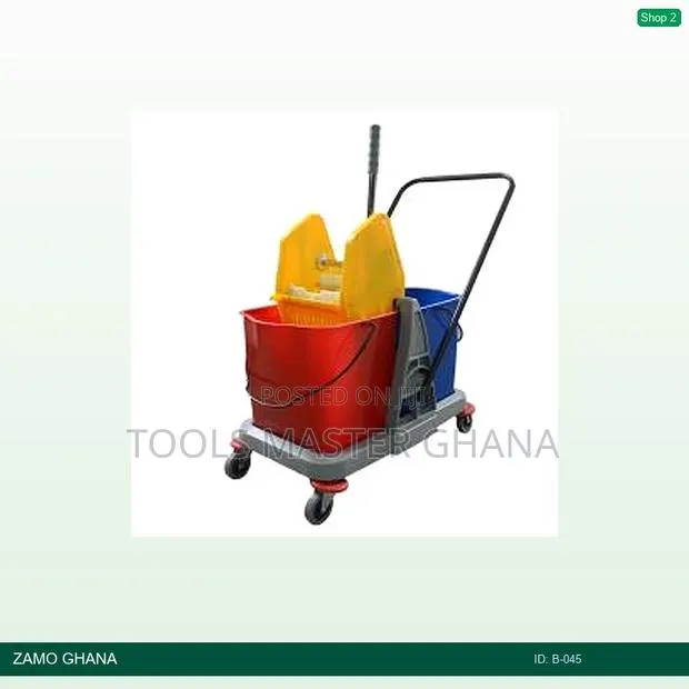 60lt Double Mop Trolley Down Press Red-Blue - B-045 · Photo 1