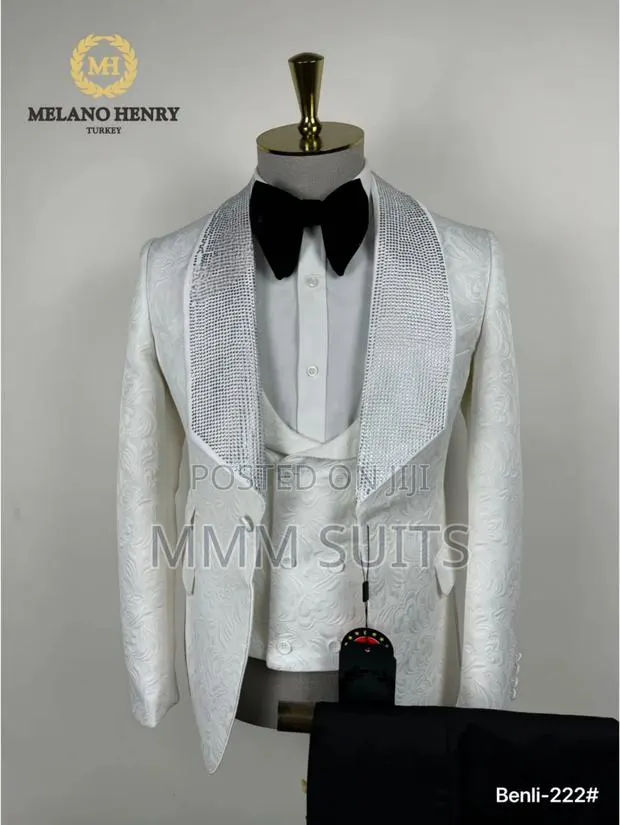 3-Piece Classic Big Lapel Turkish Tuxedo Men's Suit With Stones · Photo 1