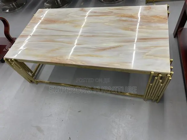 Classy Marble Top Center Table With Golden Frame · Photo 1