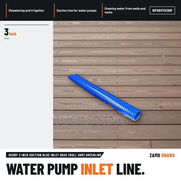 Berry 3 Inch Suction Blue Inlet Hose (Roll 30M) Greenline - BPSBU7530M · Photo 1