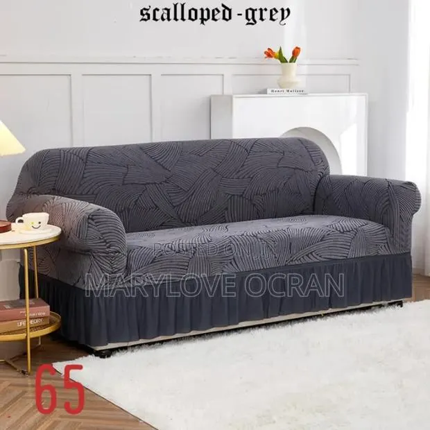 Scalloped Grey Skirt Sofa Covers (Set) · Photo 1