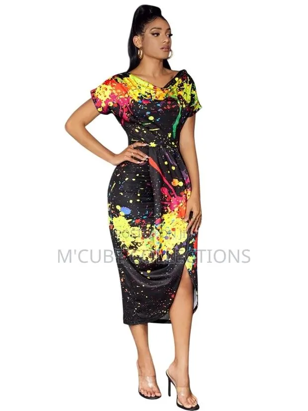 Splash Print Bodycon Dress · Photo 1