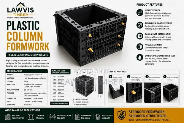 Reusable Plastic Column Formwork | Modular Concrete Column Mould · Photo 1