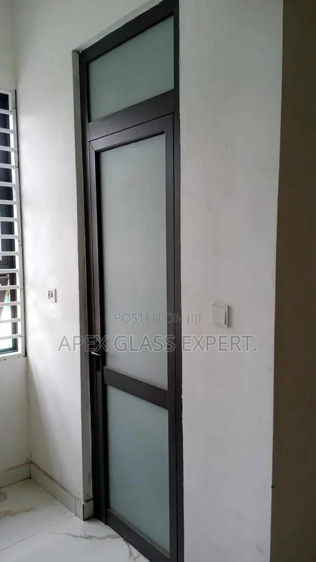 Grey Colour Hinge Door With Frosted Glass by Apexglassexpert · Photo 1