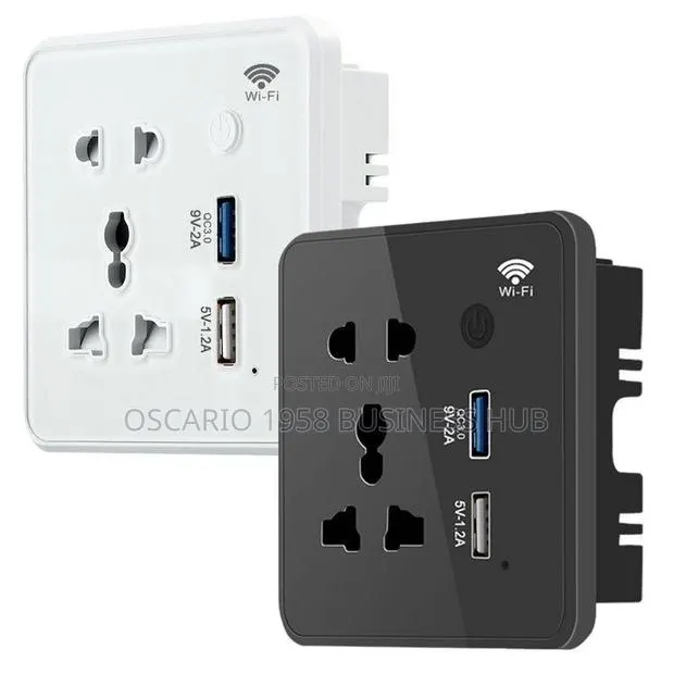 Smart Tuya Wifi Smart Wall Sockets With Glass Model Dual Usb 5-Hole · Photo 1