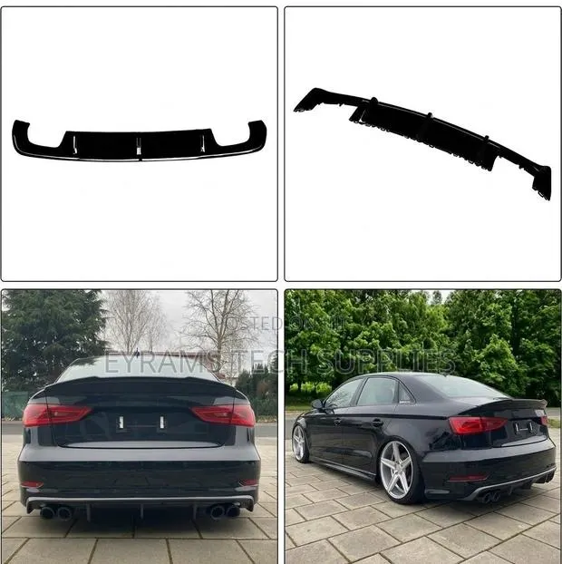Audi A3 8V (2013-2016) Gloss Black Rear Bumper Diffuser Lip · Photo 1
