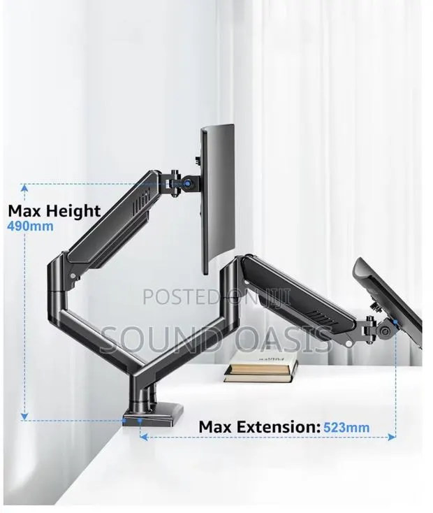 F160 Adjustable Gas Spring Dual Monitor Desk Arm. · Photo 1