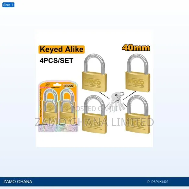 4pcs Keyalike Bra Padlock Set 40mm - Dbplk4402 · Photo 1