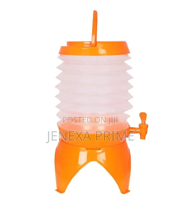 Collapsible Plastic Beverage Dispenser - White and Orange · Photo 1