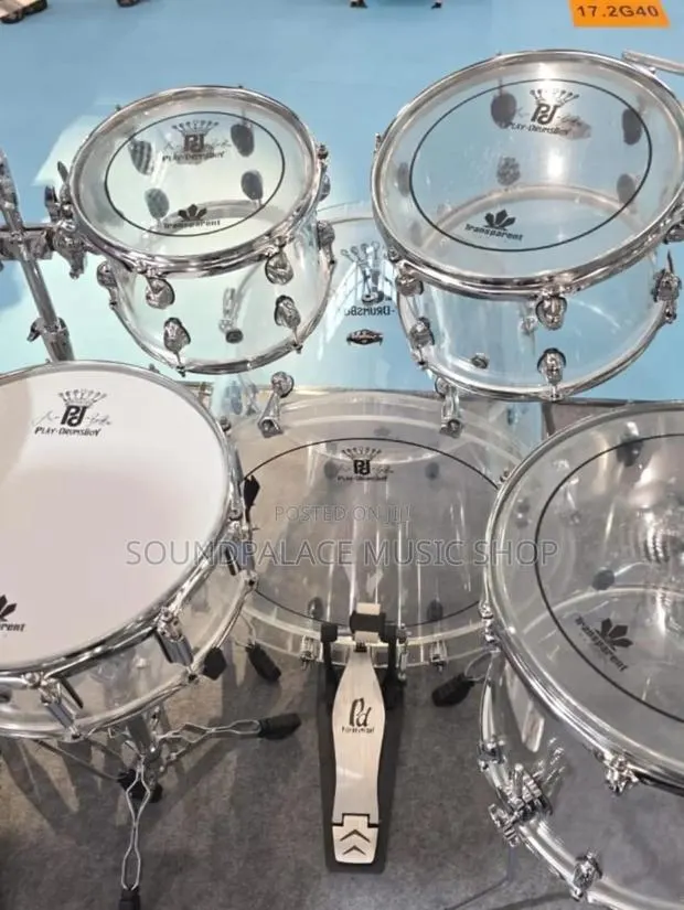 Clear Acrylic Acoustic Drum Set With Chrome Hardware(7set) · Photo 1