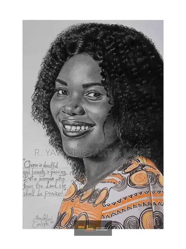 Hand-Made Pencil and Mixed Media Portrait Drawing · Photo 1