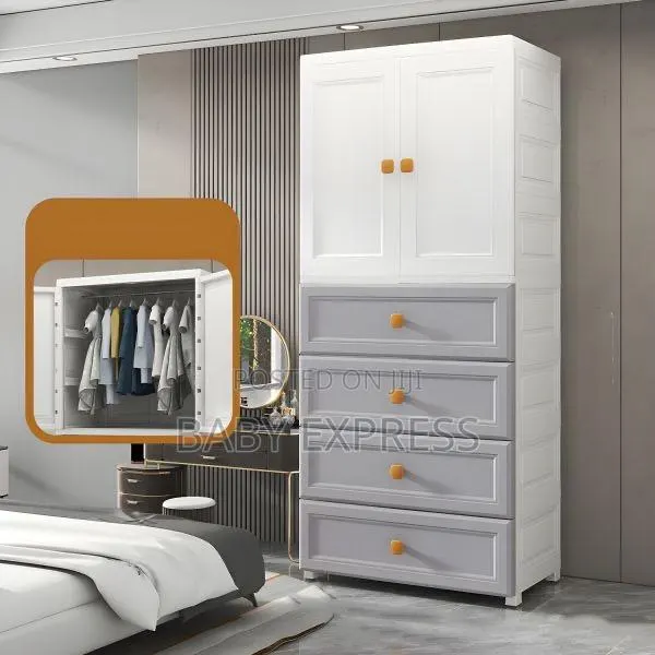 Premium Plastic Baby Wardrobe With 4 Drawers Hanging Space · Photo 1