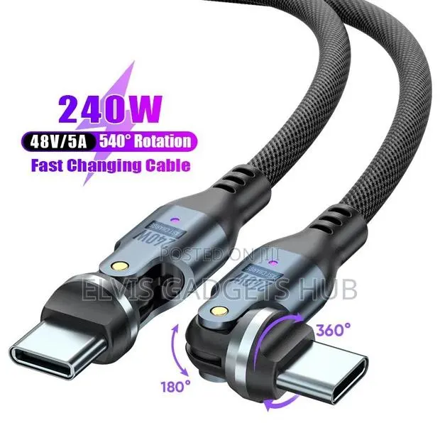 540° Rotating 240W Fast Charging Cord for iPhone17/16 Pro,Samsung S25 · Photo 1