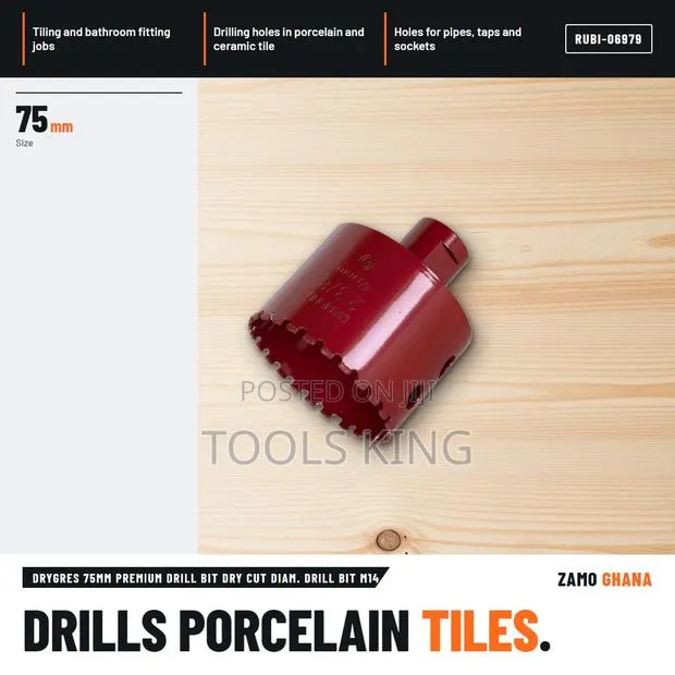 Drygres 75Mm Premium Drill Bit Dry Cut Diam. Drill Bit M1 - RUBI-06979 · Photo 1