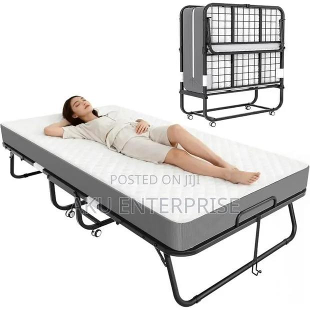 Folding Bed With Mattress Rollaway Bed for Guests, Sturdy Frame · Photo 1