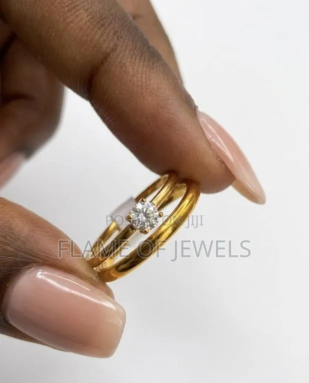 Slim Golden Engagement And Wedding Ring · Photo 1